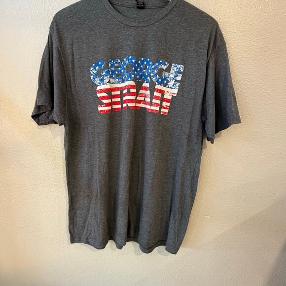 George Straight Country Gray Flag Tee Size XL Fair Western Cowboy - Picture 2 of 7